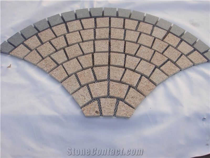 China Beige Granite Paving Stone Top Side Flamed,Other Saw Cut for Outdoor Paving Sets-Xiamen Songjia Stone Company