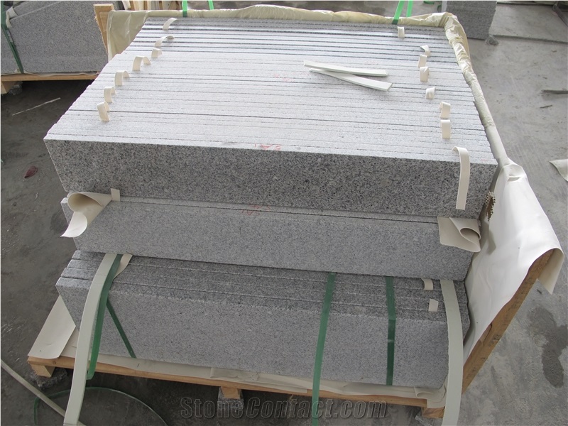 G603 Granite Slabs & Tiles Treads Riser Polished and Flamed, China Grey Granite