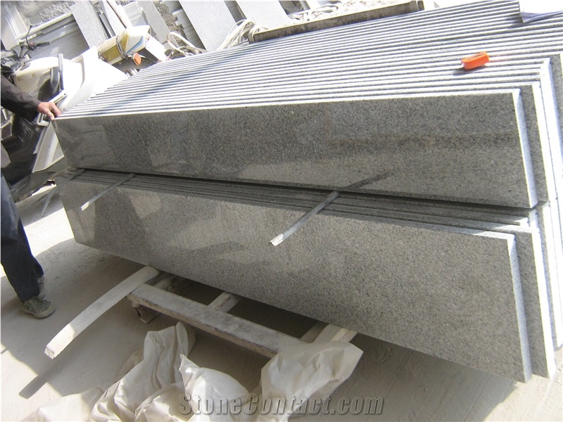 G603 Granite Tiles & Slabs Riser Treads Polished and Sandblasted, China Grey Granite