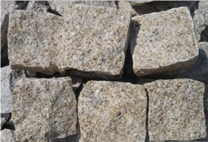 G682 Granite Cubic Stone, Yellow Granite Cobble, Pavers