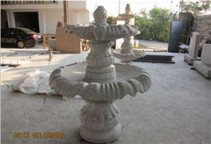 Grey Groanite Hand Carved Fountain with Pool Border