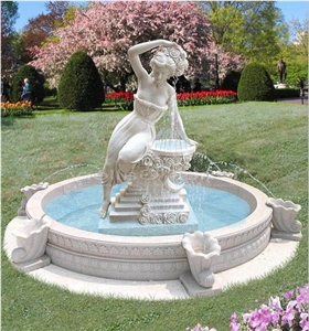 Marble Fountain, Garden Fountain, White Marble Garden Fountain