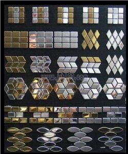 Metal Mix Glass Stone Mosaic, Metal Glass and Stone Mosaic Tiles, Glass Stone and Metal Mosaic Tile