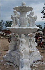 White Marble Sculptured Water Fountain,Garden Fountains,Stone Fountain,Chinese Marble Fountain,Water Foutain