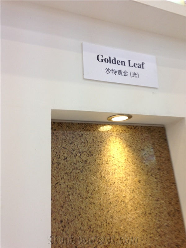 Golden Leaf Granite Tiles & Slabs, Yellow Polished Granite Floor Tiles, Covering Tiles Saudi Arabia