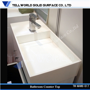 Customized Design Artificial White Marble Vanity Tops,Bathroom Countertops
