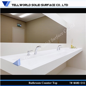 Customized White Solid Surface Bathroom Countertops /Vanity Tops