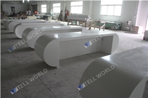 Pure White Solid Surface Table Tops,Led Illuminate Reception Desk/Counter for Office