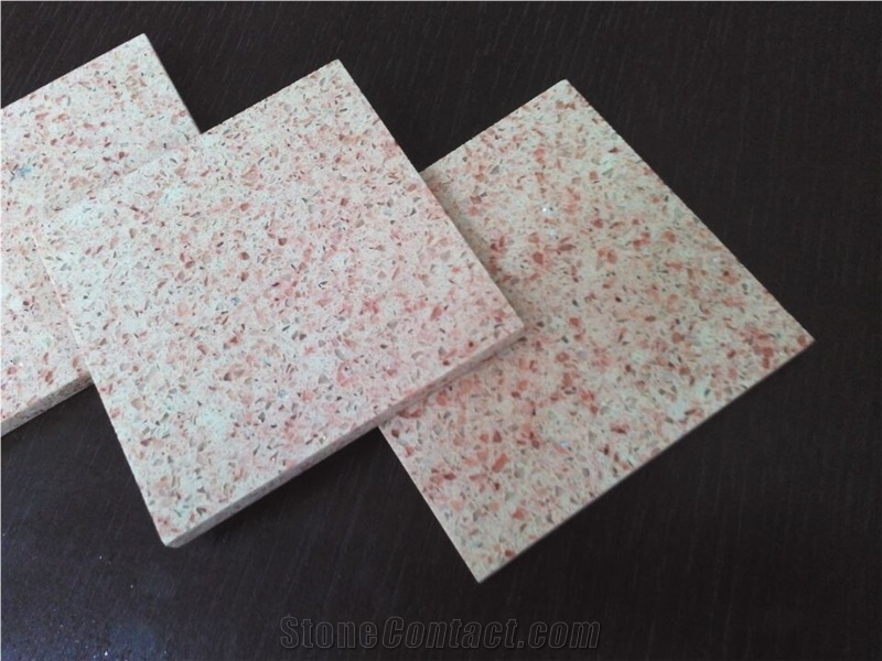 Beautiful Pink Engineered Quartz Stone with Iso/Nsf Certificate for Cut-To-Size Countertop,Using Recycled Materials, No Radiation, Environmentally-Friendly,Fit for Multifamily/Hospitality Projects
