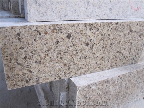 Cradle-To-Cradle,Nsf and Greenguard Certified,Wholesaler Of China Man-Made Quartz Stone Brown Contertops, Mainly and Widely Used in Kitchen, Bathroom, Bar, School, Hospital and Other Public Place Proj