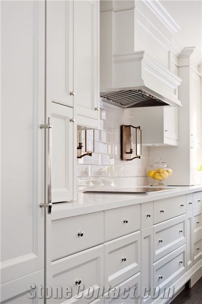 Engineered Corian Stone White Quartz Stone Kitchen Countertop