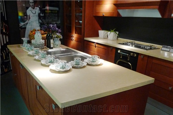 Pure White Artificial Quartz Stone Quartz Stone Prefabricated Tops,Resistant to Scratching,Staining and Scorching,Environmentally-Friendly,Non-Porous