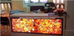 Backlit Red Agate Inlayed Panel for Reception Counter