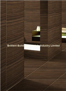 Brown Wooden Veins Marble Floor Tiles(Vein Cut), Canada Brown Marble Tiles & Slabs, Covering Tiles