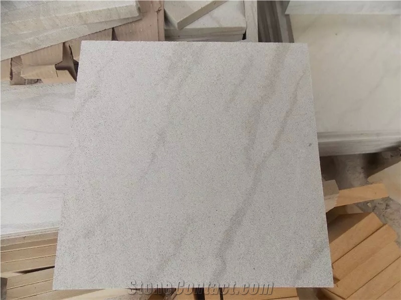 China White Sandstone Tiles Wave Veins(White Shade)