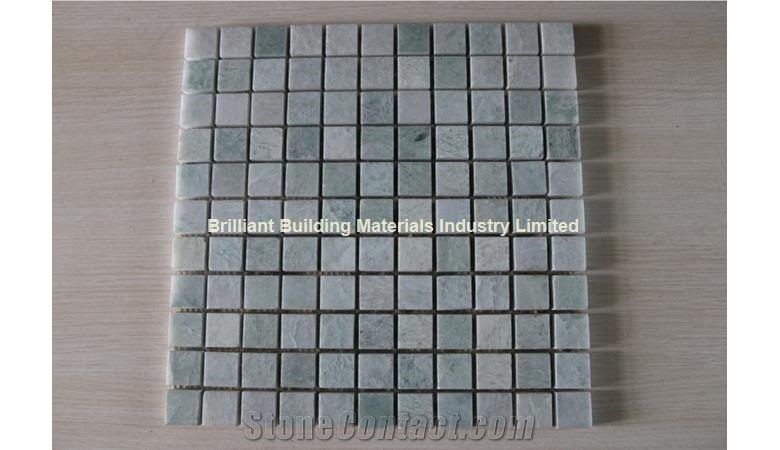 Light Gray Green Marble Brick Mosaic Tiles 2.5*2.5cm