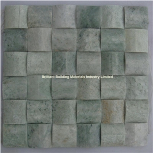 Ming Green Marble Mosaic Convex Basketweave Design