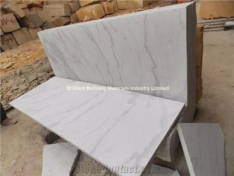 White Sandstone Slab Wave Veins(White Shade), White Sandstone Tiles & Slabs China Polished