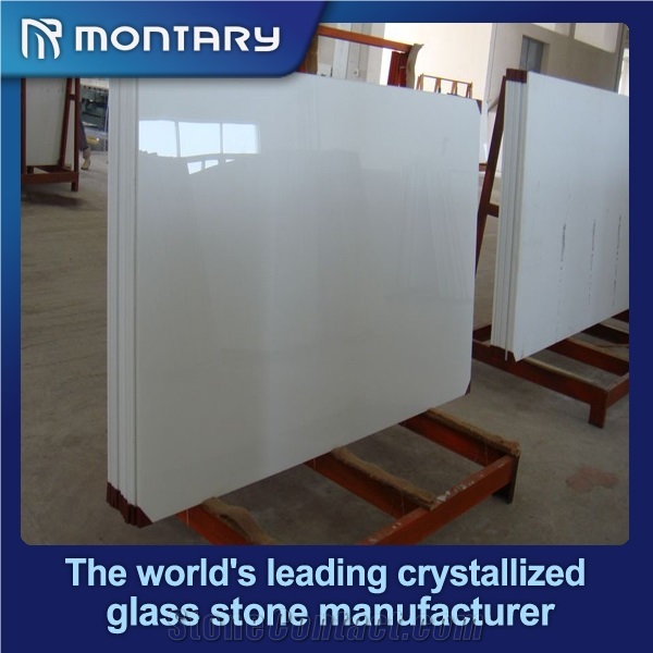 2015 New Designed Super White Nano Crystalized Glass Stone Big Slab & Tiles
