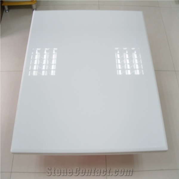 Pure White Nanoglass Stone Outer Wall White Nanoglass Tabletop