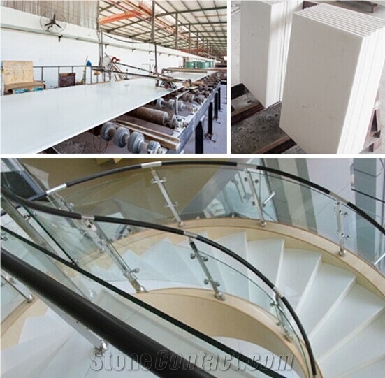 Shiny White Nano Crystalized Glass Stone Interior and Outer Stairs