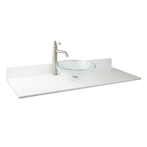 White Crystal Glass Artificial Stone Vanity Tops