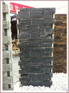 Black Cement Natural Slate Wall Panel, Black Slate Cultured Stone