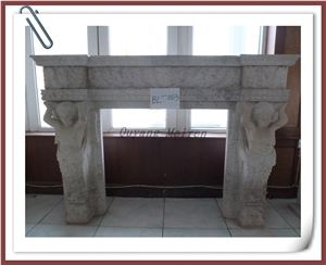 Chinese Marble Stone Carved Fireplace, White Marble Fireplace