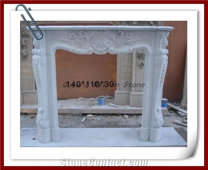 Fangshan White Marble Fireplace,China White Marble Interior Stone