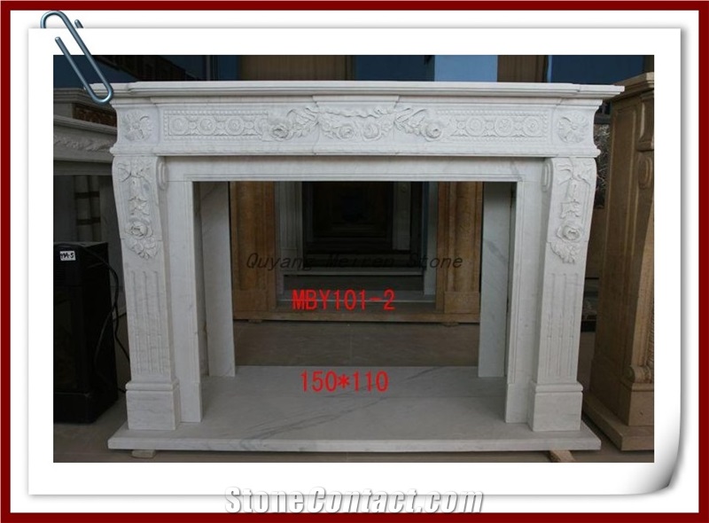 Hunan White Marble Fireplace Mantel,China White Marble Fireplace Inserts
