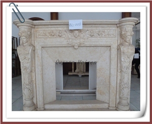 Top Quality Beige Colour Natural Marble Fireplace