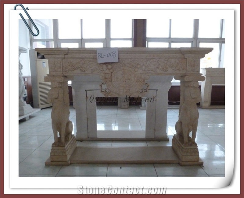 Yellow Stone Decorative Fireplace, Yellow Marble Fireplace