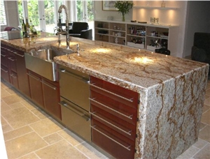 Juparana Golden Kam Granite Kitchen Countertop, Yellow Brazil Granite Vanity Tops