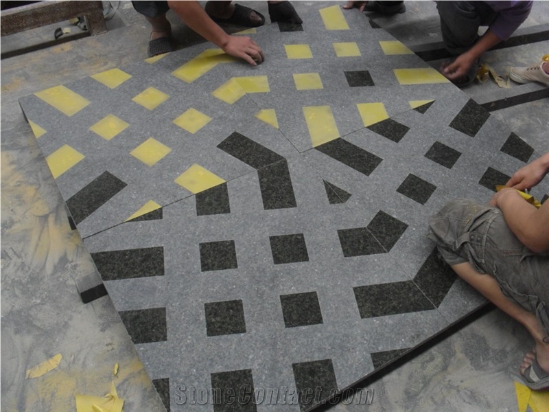 China Green Granite Sandblasted Tiles