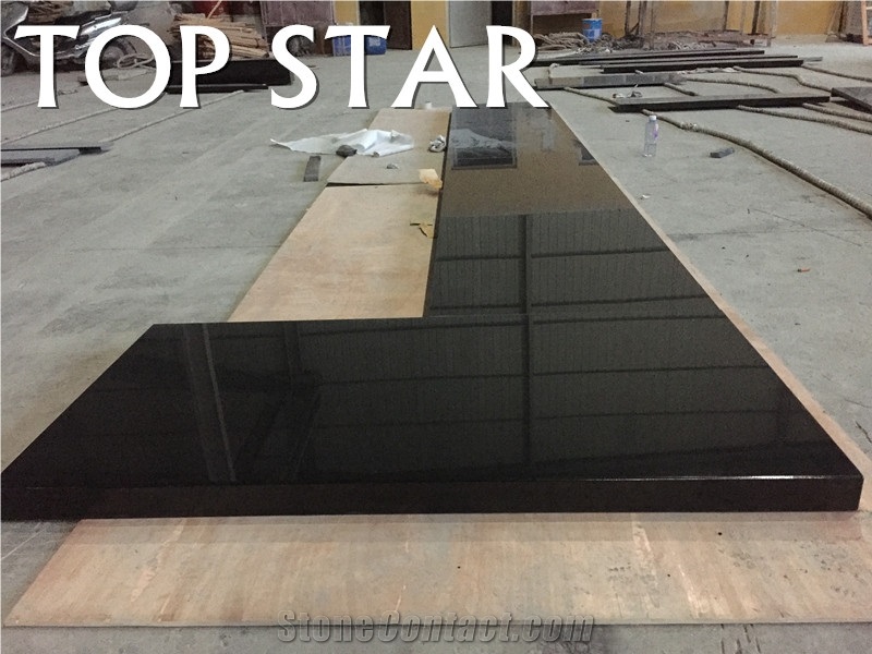 China Absolute Black Granite Kitchen Tops Laminated Eased Edge