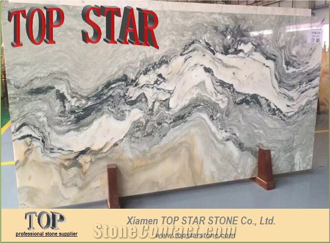 Landscape Green Marble Big Slabs, China White Marble