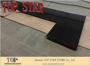 Polished L Shape China Shanxi Sesame Black Granite Counter Tops