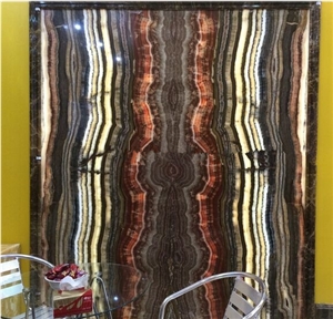 Translucent Red Multicolor Onyx Slab for Wall Panel, Fantastico Onyx Slabs & Tiles