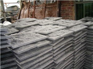 China Dark Grey G654 Granite Exterior Wall Mushroomed Stone Cladding Wall Tile