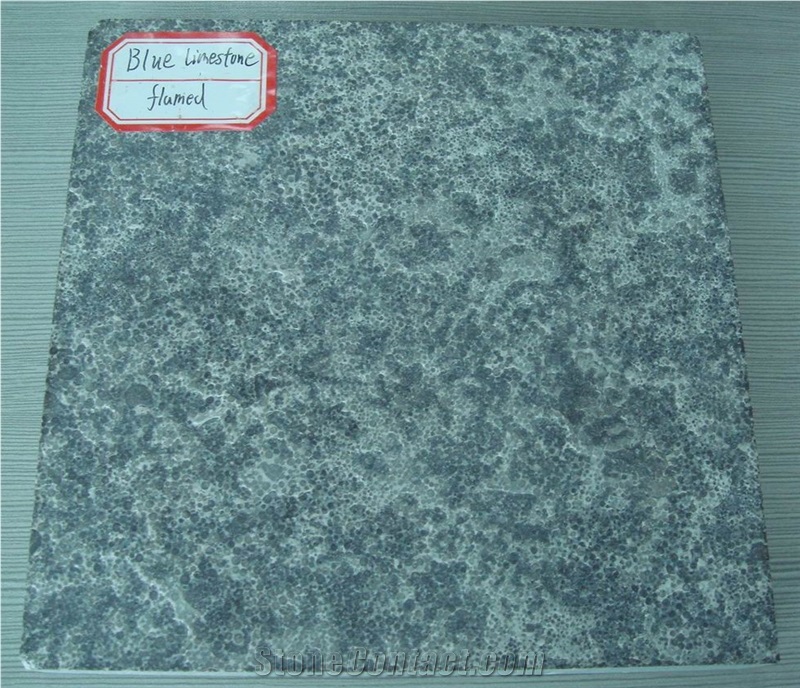Blue Limestone Flamed Flooring & Walling Tiles,China Grey Stone Flamed Tiles