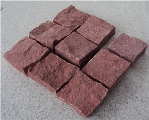 China Red Porphyry Cube Stones & Pavers with Natural Split Finish