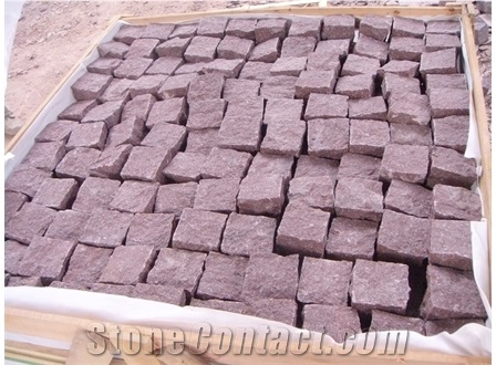 China Red Porphyry Cube Stones & Pavers with Natural Split Finish