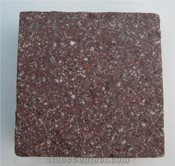 China Red Porphyry Flamed Cube Stone & Pavers, Red Porphyry Granite Cube Stone
