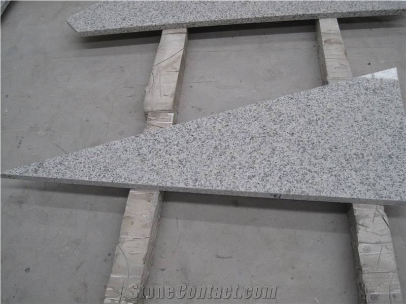 China White Pearl Granite Polished Stairs & Steps, Shangdong White Granite Treads & Risers