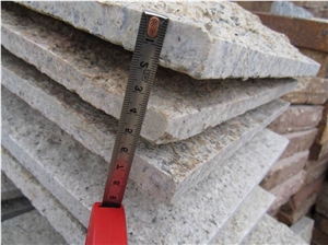 Desert Gold G682 Granite Natural Stone Mushroom Stone Tiles for Outside Wall Cladding, China Yellow Granite Mushroom Tiles