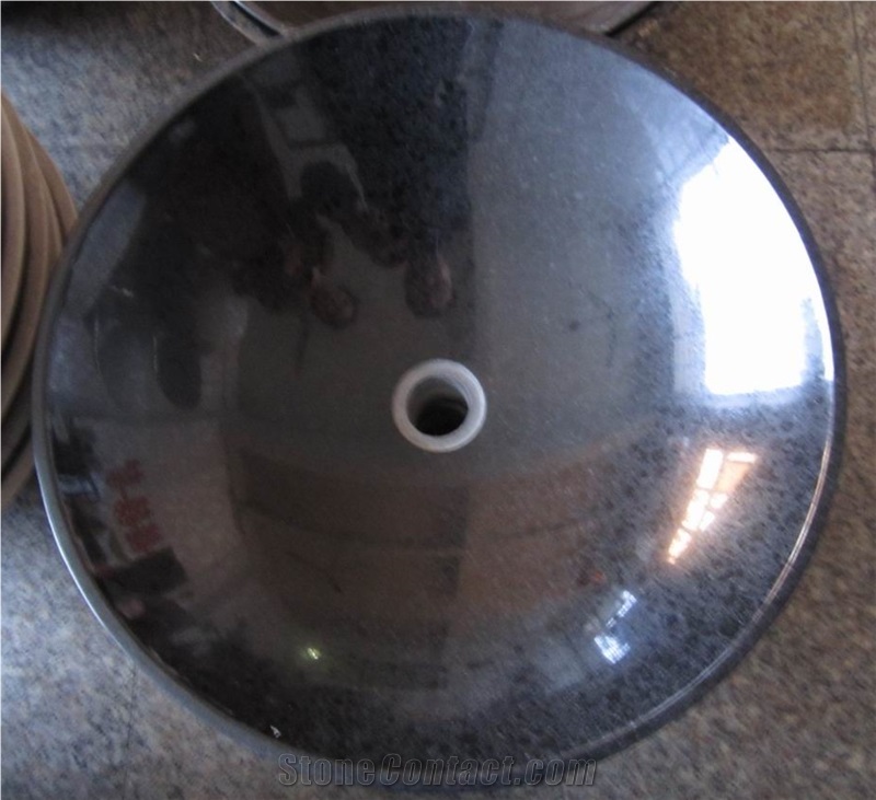 G684 Black Pearl Basalt Polished Round Basins & Sinks