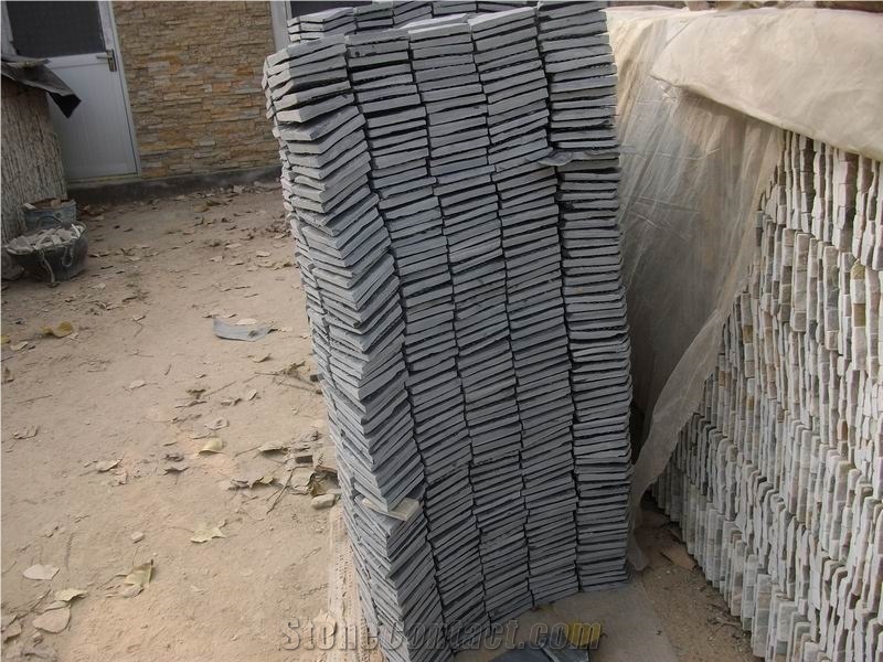 China Black Slate Fan Paving Stone,Cube Stone