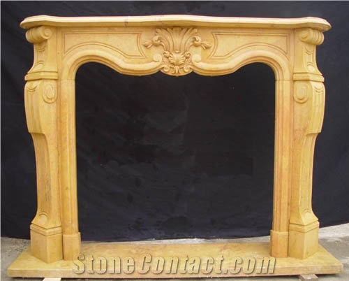 French Style Brown Nature Marble Fireplace