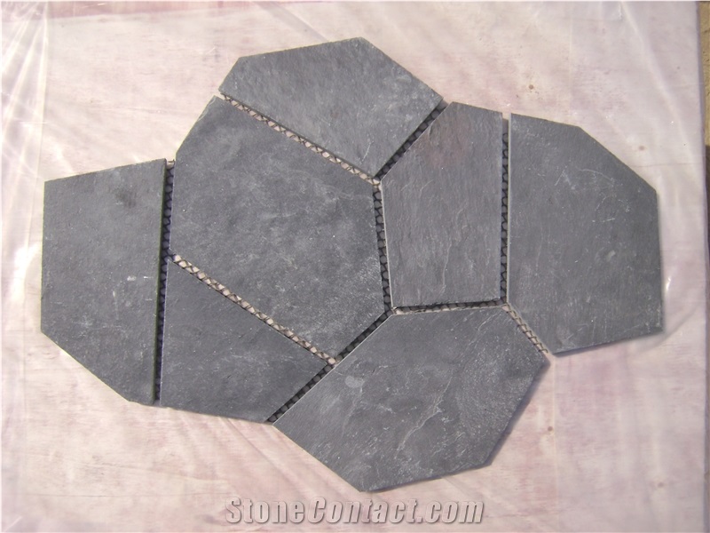Slate Pattern P018 China Black Slate Flagstone, Crazy Paving Stone, Stepping Stone