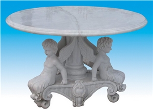 Marble Carving Table, Hunan White Marble Furniture